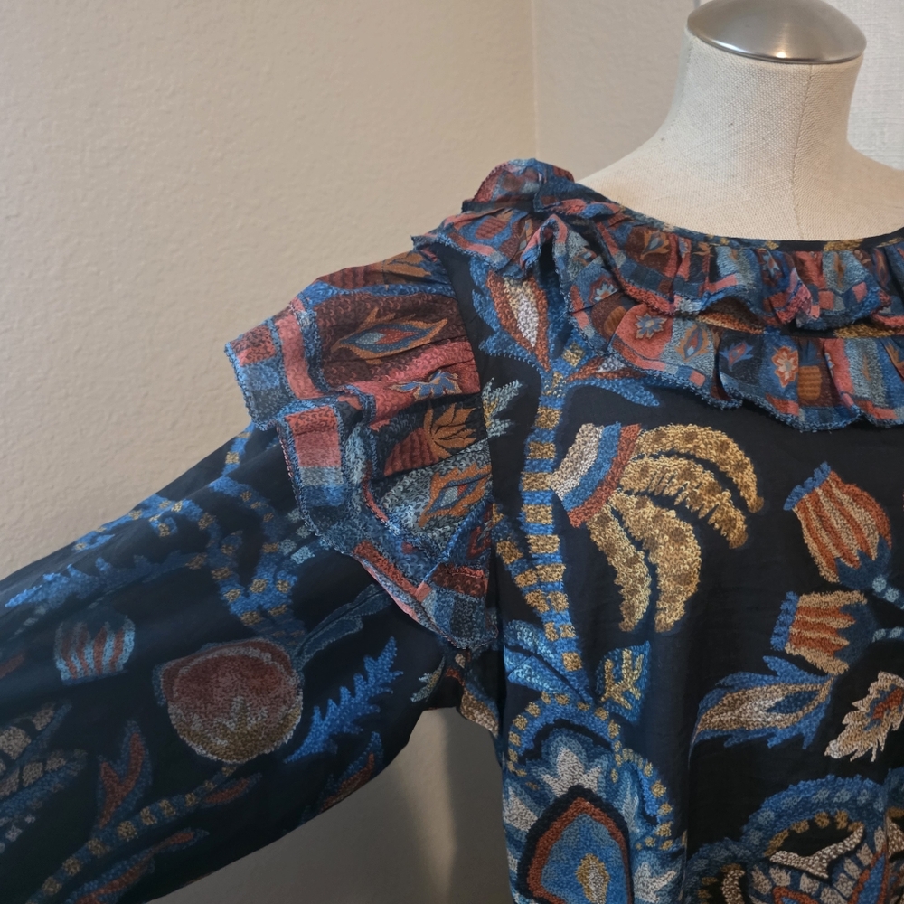 Floral Ruffle Blouse - Multicolor - Picture 9 of 13